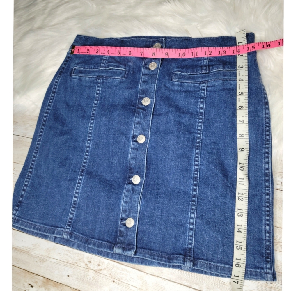 Madewell Stretch Denim Mini Skirt Button-F - Picture 7 of 7